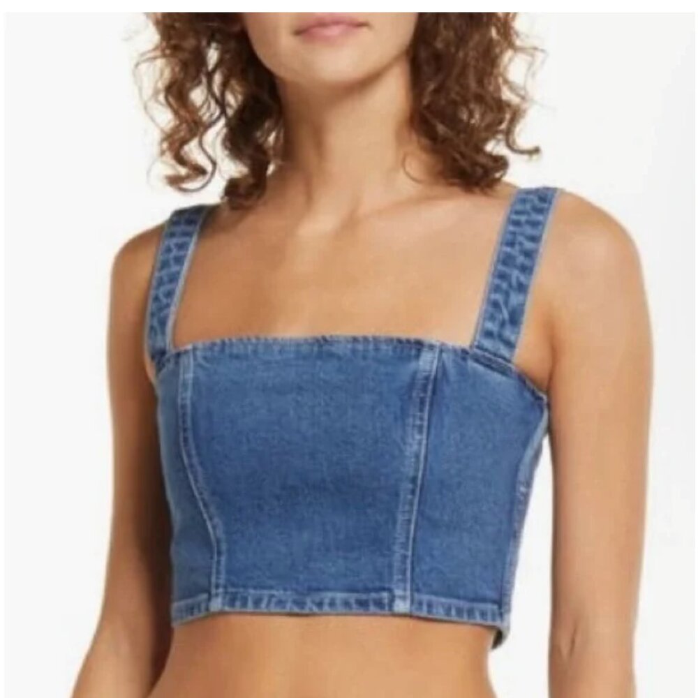 Reformation Sunny Denim Crop Top Bustier 4